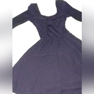 Hollister XS Black Dark Navy Blue Black Dress Cut Out Front Flowy Bottom